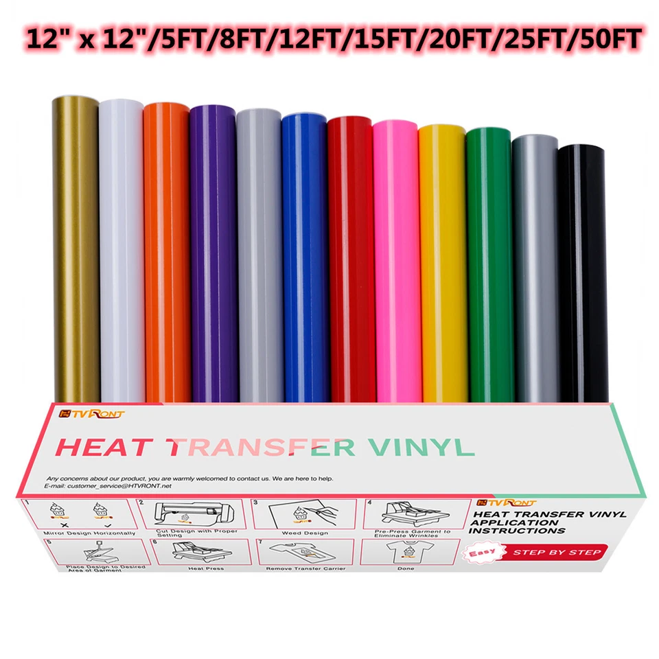 HTV Heat Transfer Vinyl Roll 12"x 5-100ft Iron On Heat Press for Cutting T-shirt - image 1 of 4