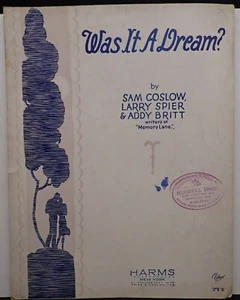 Was It A Dream - Sam Coslow, Larry Spier & Addy Britt- Sheet Music 1928 - Picture 1 of 4