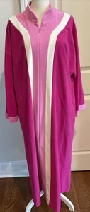 Correlations Large Pink MCM Colorblock Half Zip Velour Robe Housecoat Gown Vtg - Picture 1 of 8