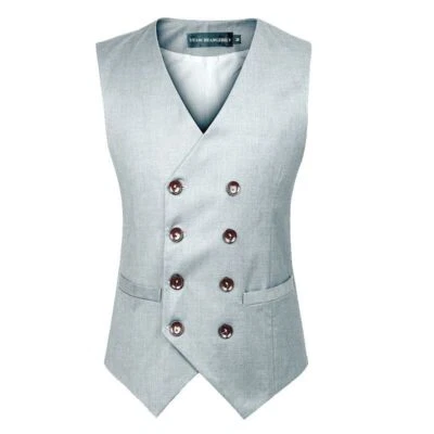 Tuxedo Suit Vest Formal Business Jacket Dress Men Vest Double breasted Waistcoat - Image 1 of 4