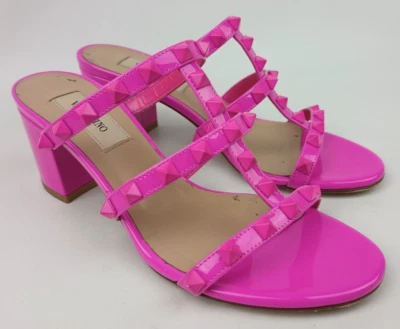 Sandalias Valentino Rockstud Gladiador Cage Slide charol rosa talla 35 Foto 1 de 4