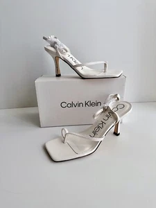 ✨New CALVIN KELIN Millie Faux Leather Strappy Sandals White Womens Size 7.5M - Picture 1 of 9
