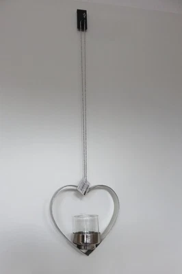 Fink Teelichthalter 15 x cm 6  Herzform Windlicht zum Aufhängen Edelstahl  - Bild 1 von 4