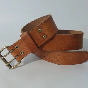 VTG Klein Tools Leather Lineman Electrician Belt Tooled Logo USA Workwear 5415 - Picture 1 of 12