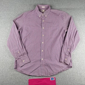 J Crew Shirt Large Red Blue Check Casual Tailored Fit Button Up Long Sleeve Mens - Picture 1 of 11
