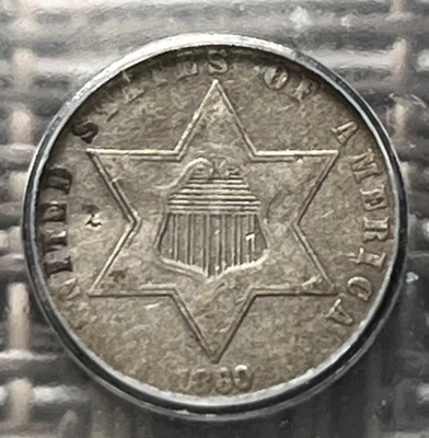 1860 silver three cent piece, ICG VG-10 - Image 1 of 4