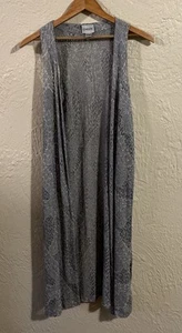 Chico’s Lace Cardigan Duster Women’s 0 (S) Gray Open Front Sleeveless - Picture 1 of 7