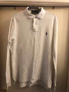 Ralph Lauren Polo Shirt White Mens Medium Custom Fit Long Sleeve - Picture 1 of 4