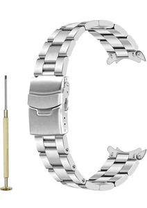 Juntan 20mm 22mm Uhrenarmband Metall gebogene Enden massiv Edelstahl matt Bru... - Bild 1 von 6