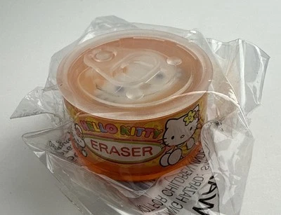 复古 Hello Kitty Sanrio 橙色迷你复古圆形保护壳 带可拆卸橡皮擦 2003 — 第 1/4 张图片