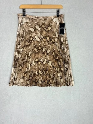 Lauren Ralph Lauren, Saia Plissada Feminina Estampada Estampa de Cobra, Tamanho Reino Unido 8 -Nova - Imagem 1 de 4