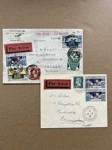 1925 Paris Expo Art Deco Airmail Covers – France to England & Lithuania - Picture 1 of 7