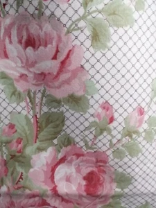 Laura Ashley Country Roses lattice vintage new fabric 4.5 yards 1984 - Picture 1 of 7
