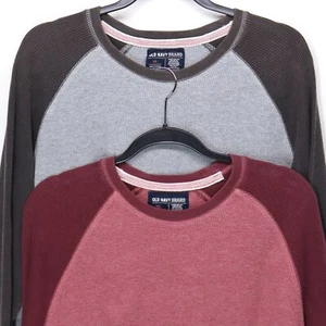 2 Camicie Termiche Vintage Old Navy Waffle Maglia Uomo Taglia XL Grigio Rosso Colorblock - Foto 1 di 11