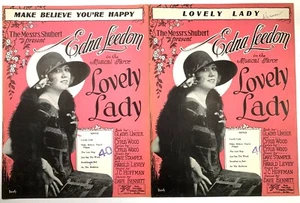 1927 Sheet Music MAKE BELIEVE YOU'RE HAPPY & LOVELY LADY by Wood, Stamper, Levey - Picture 1 of 3