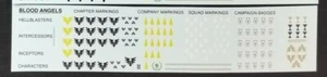40K Blood Angels Transfer Sheet Decals Primaris Space Marines Dark Imperium - Picture 1 of 1