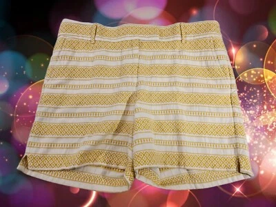 Женские повседневные летние шорты 14 LOFT Ann Taylor хлопок трикотаж 6 дюймов золото белый б/у в отличном состоянии - Изображение 1 из 4