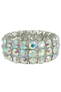 SX7677B3S-AB/Silver Three Line Stretch Bracelet, Height: 1" Width: 3 1/2" - Picture 1 of 1