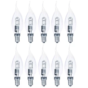 10-Pack of Bent Tip Halogen Candle 42W = 53W SES E14 2700K Warm White Dimmable - Picture 1 of 1