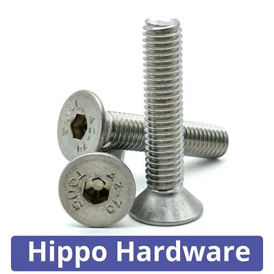 HIPPO HARDWARE M3 (3mm) SOCKET COUNTERSUNK SCREWS ALLEN KEY HEXAGON BOLTS A2 STAINLESS STEEL