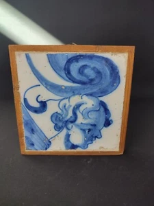 A 18th Century Portuguese Tile - Angel Head - Picture 1 of 7