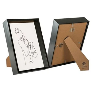 2x 3D Deep Box Photo Frames Picture Display Shadow A4 (8 x 12") Black - Picture 1 of 7