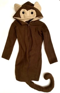 Leg Avenue Cozy Monkey Costume Size L Brown Zipper Front Plush Tail - Picture 1 of 9
