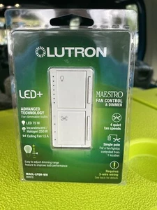 π₯ NEW Lutron Maestro Fan Control and Light Dimmer MACL-LFQH-WHπ₯ - Picture 1 of 6