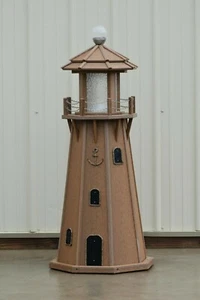 4 Foot Octagon Electric and Solar Powered Poly Lighthouse, Antique Mahogany - Picture 1 of 2