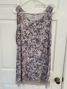 LOGO Layers by LORI GOLDSTEIN Printed Knit Tank w/ Lace Hem A307924 - Picture 1 of 8