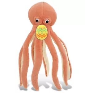 DolliBu Super Soft Orange Octopus with Yellow Easter Egg Plush - 15 Inches - Picture 1 of 5