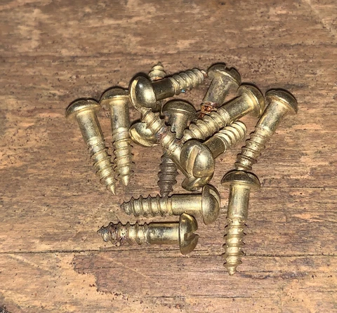 Wood Screws Slotted Round Head #4 X 1/2” Brass Plated Cover