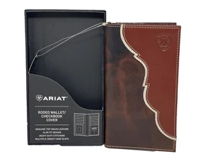 CARTERA/CUBIERTA CHEQUERA ARIAT DE CUERO BICOLOR RODEO - Imagen 1 de 3