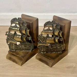 Sujetalibros de madera vintage de latón para velero - náutico - 6" (H) x 4,5" (D) - Imagen 1 de 15