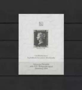 Nr. 1 ONE Penny Black Weltpostkongress 1984 Grossbritannien Nachdruck - Bild 1 von 2
