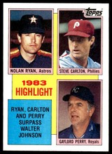 1984 Topps EX Steve Carlton/Gaylord Perry/Nolan Ryan Houston Astros/Philadelphia