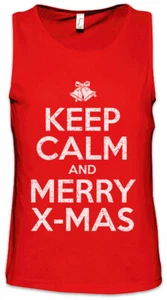 Keep Calm And Merry X-Mas Men Tank Top Let it Snow White Christmas Santa Fun - Picture 1 of 1
