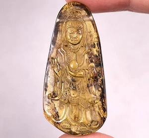 Bernstein Kristall Kuan Yin - Schnitzerei, Geschenk, Wohnkultur, Heilsteine, 52676 - Bild 1 von 5