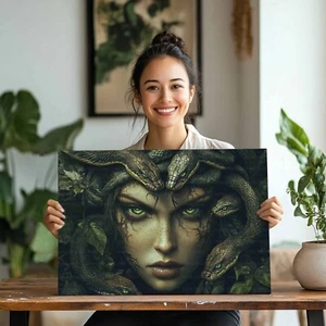 Medusa Oil Painting Printed on canvas,Fantasy Snake Woman Wall Art Prints - Picture 1 of 11