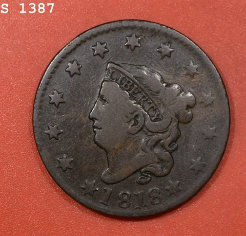 1818 Coronet Head Large Cent "Fine" *Free S/H After 1st Item* Cover