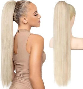 Blond Thick 30" Ponytail Drawstring Clip In Hair Extension As Human Pony Tail - Picture 1 of 6