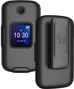 Grid Case Hard Cover and Belt Clip Holster for Alcatel Go Flip 4, TCL FLIP Pro - Picture 1 of 100