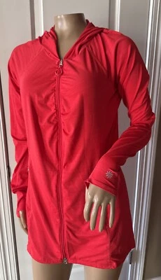 Sudadera con capucha y cremallera completa ATHLETA bolsillos con agujeros para los pulgares para mujer talla M rayas rojas Foto 1 de 4