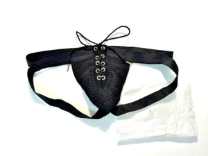 Fizx Mary by Undergear Size L/XL Solid Knit Lace-up Jockstrap- Black - Picture 1 of 12