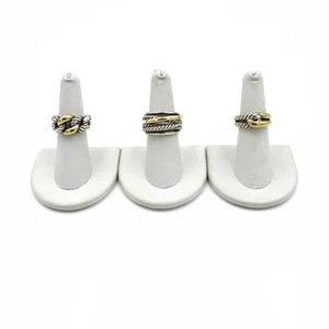 David Yurman Sterling 18K Labyrinth Crossover Curb Link Rings Lot of 3 #S2522-3 - Picture 1 of 9