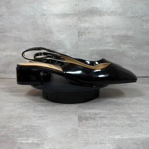 Zapatos de salón Charles David Slingback tacón bloque punta cuadrada charol negro 9M-NUEVOS - Imagen 1 de 12