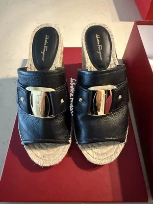 Женские кожаные эспадрильи Salvatore Ferragamo, черные размер 7 - Изображение 1 из 2