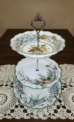 Winter Forest Three Tiered Tray; Christmas Cake Stand; Cupcake Tray  - Image 1 of 4