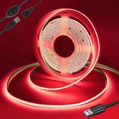 2m Led Strip Band Streifen Rot mit Schalter USB 5V Dimmbar Schreibtisch TV Bed - Bild 1 von 4