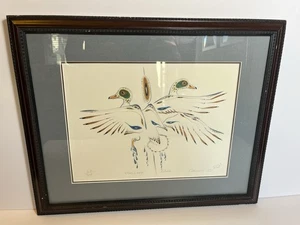 Litografía firmada Eddy Cobiness 9" x 12" enmarcada "Mallard Duck" edición limitada #20/400 - Imagen 1 de 7